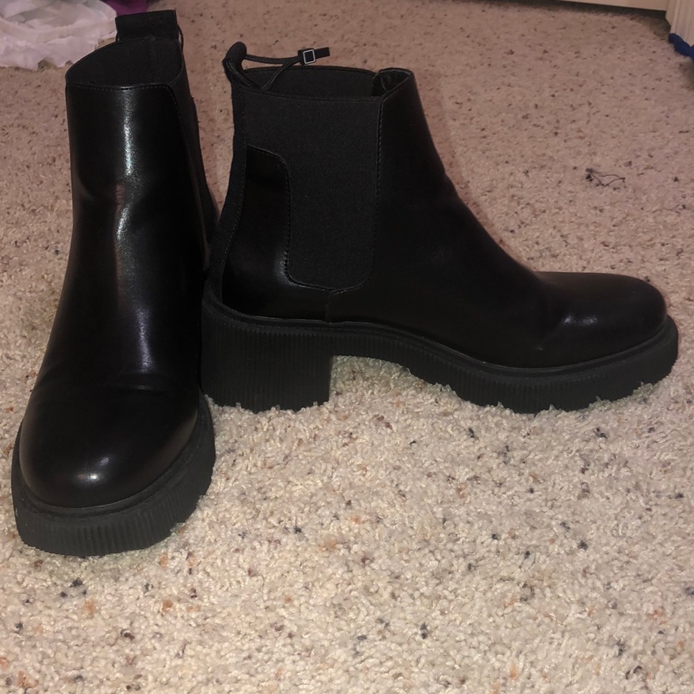 Zara black platform booties